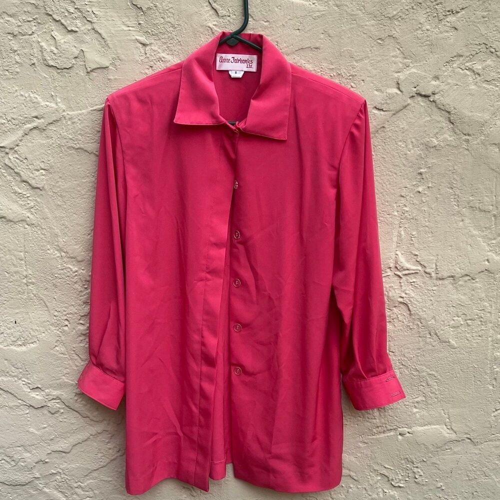 Size 8 vintage Anne Fairbanks pink long blouse